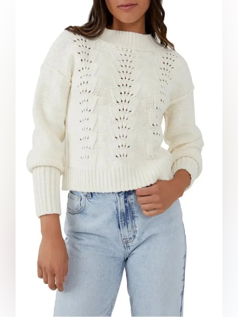 Free People Bell Song Pullover Sweater Cream Size Small